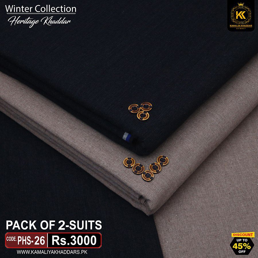 PHS-26 ! HERITAGE KHADDAR PACK OF 2 SUITS PHS-26 - Image 1