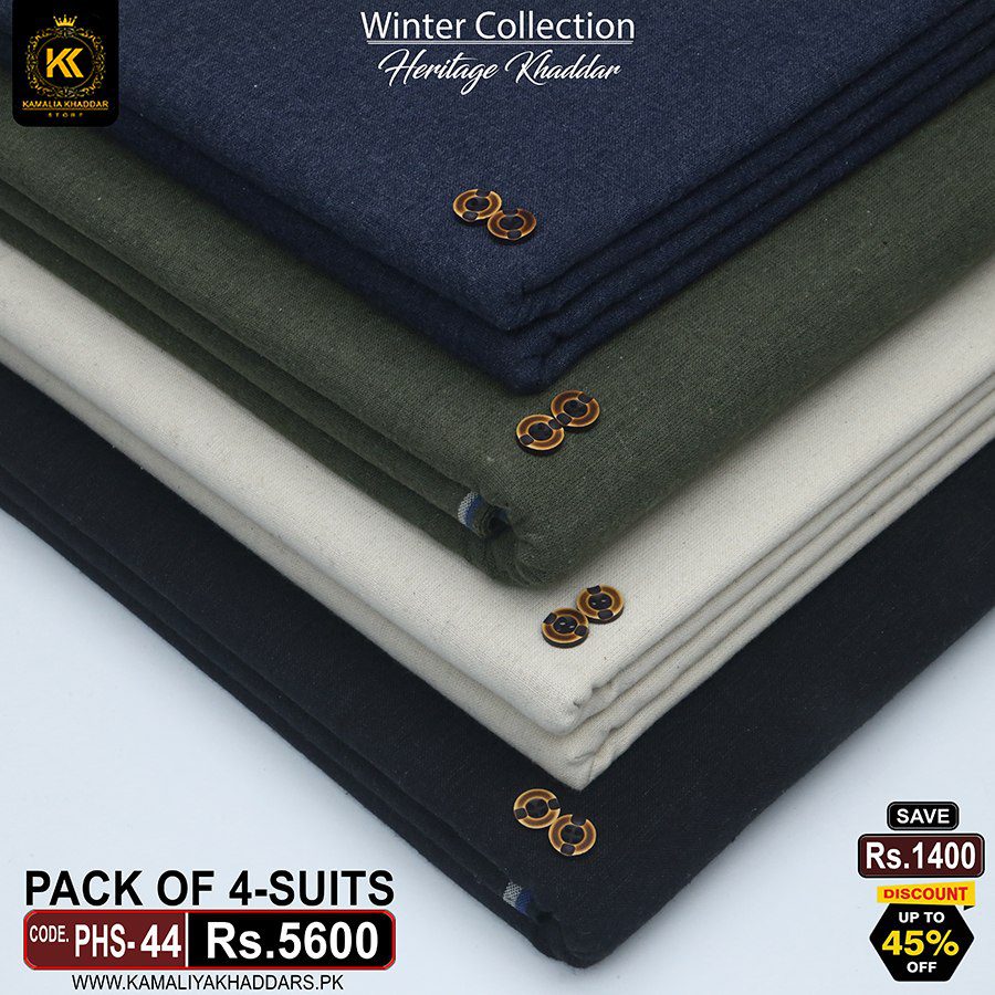 PHS-44 ! HERITAGE KHADDAR PACK OF 4 SUITS PHS-44 - Image 1